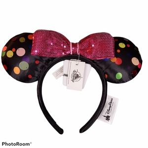 Disney Parks Minnie Mouse Ears Black Pink Bow Dots